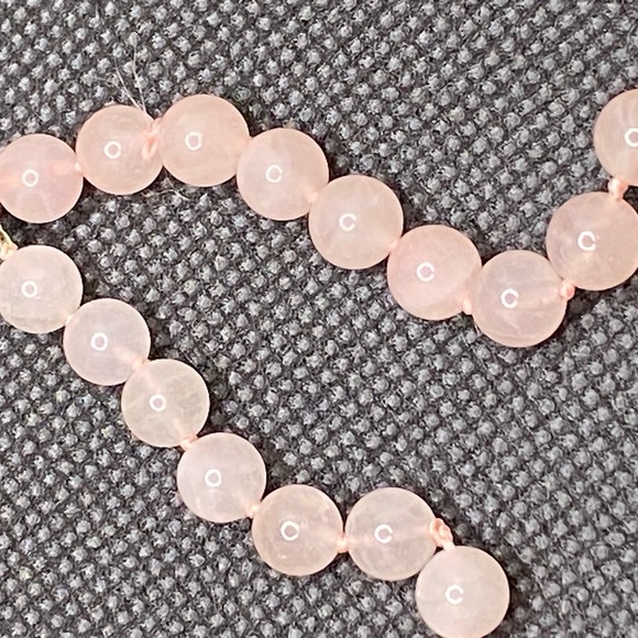 14k Hong Kong WW Rose Quartz Beaded Heart Pendant Necklace - Picture 12 of 14